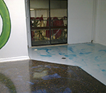 Metallic epoxy floor in an office space.