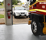 Non-slip epoxy floor in a fire station.