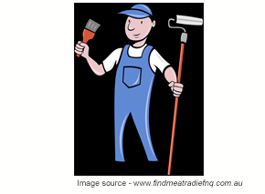 A cartoon image of a painter.