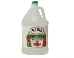 A bottle of vinegar, which can be used to clean up epoxies, however isn't a good solvent for thinning.