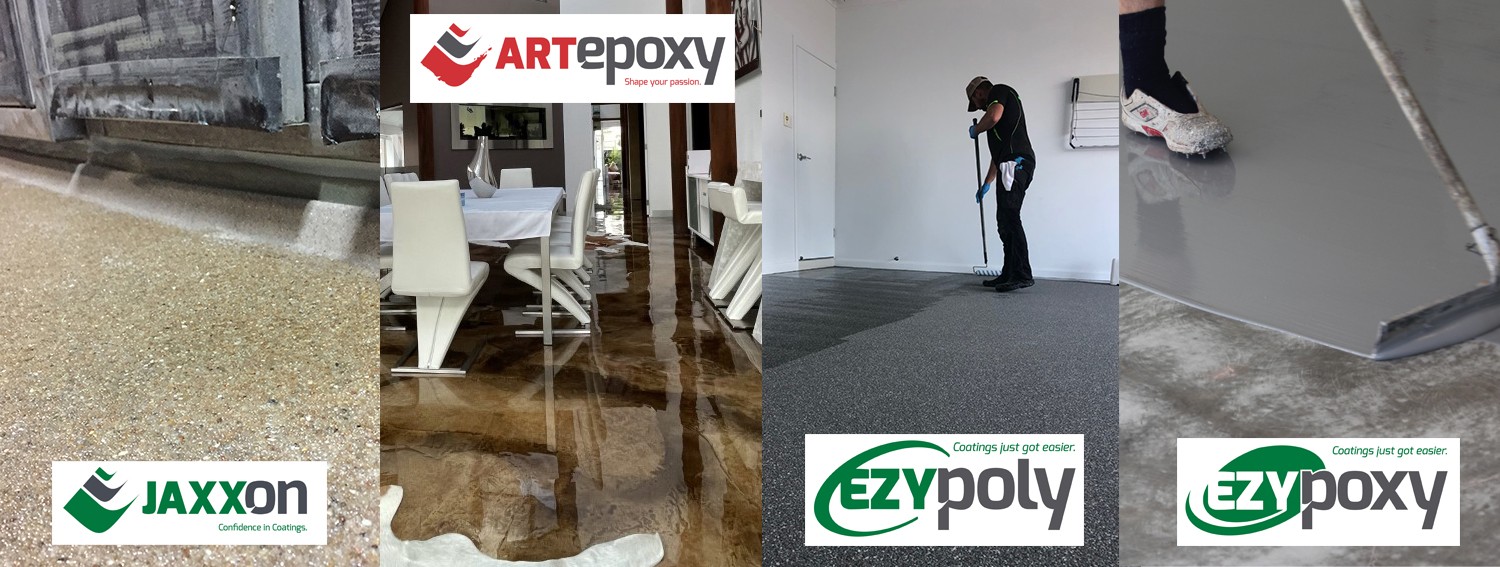 A composite image showing four examples of the Real World Epoxies brands and products in action.