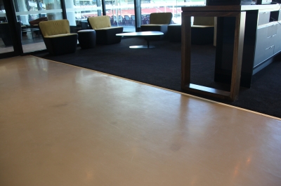 A picture of the Adelaide Oval restaurant showing the decorative epoxy floor in the entrance and waiting area.