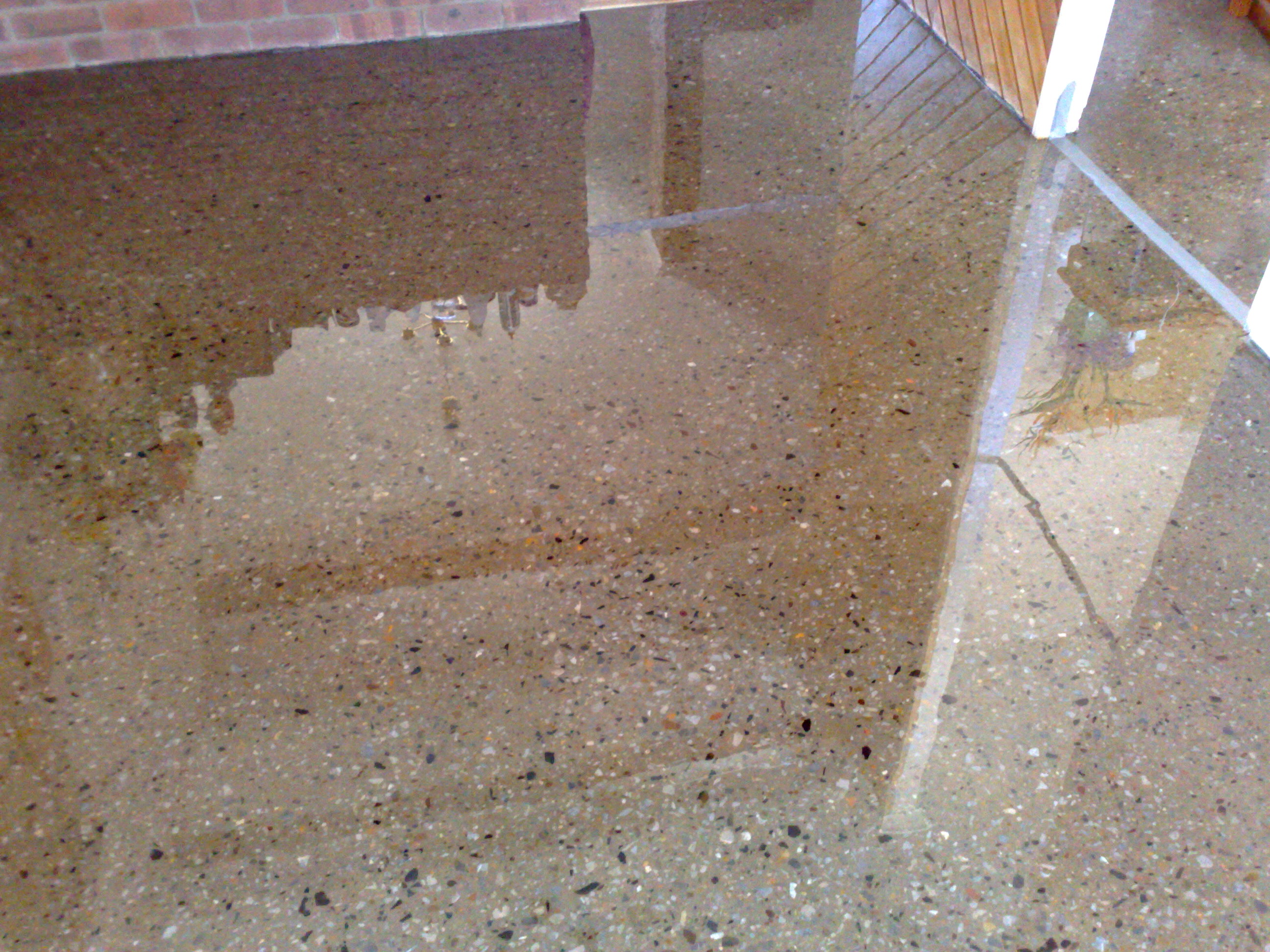 A residential floor showing the polished concrete look.