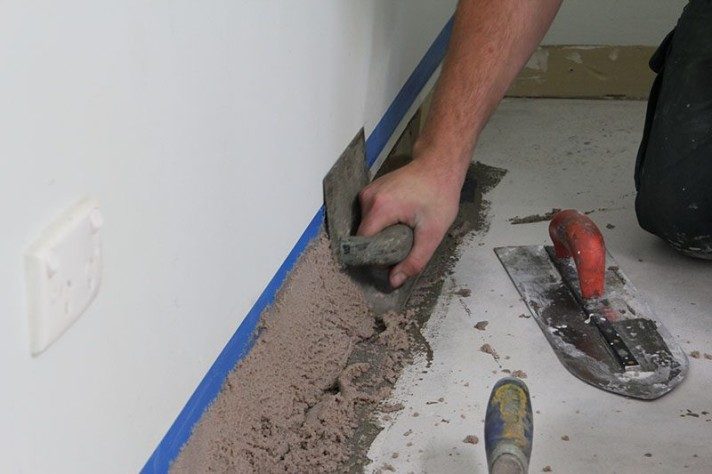 A coving mix that used Ezypoxy Clear as the binder being installed with a coving trowel.