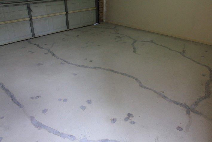 Ezypoxy Clear used as a crack repair compound on a residential garage.