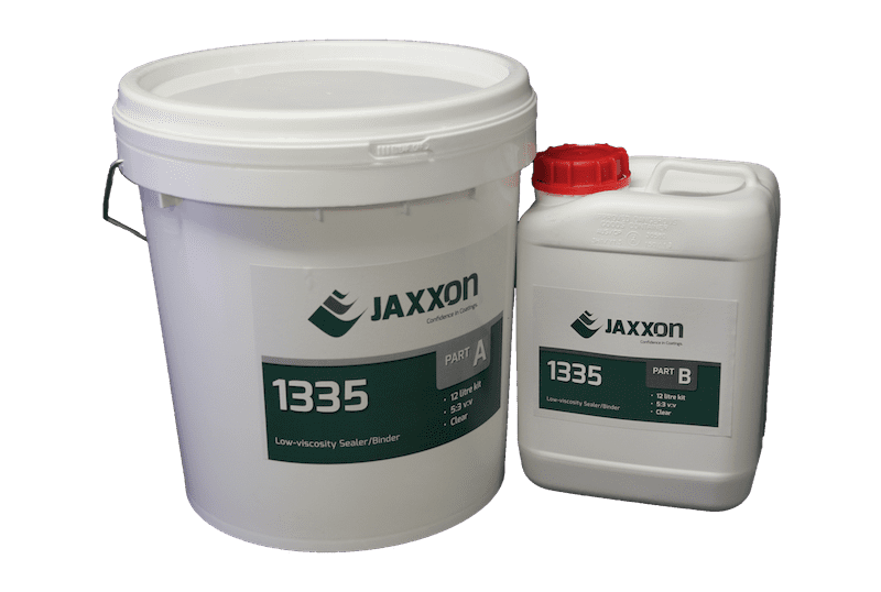 A 12 litre kit of Jaxxon 1335 Clear Epoxy Binder and Sealer.
