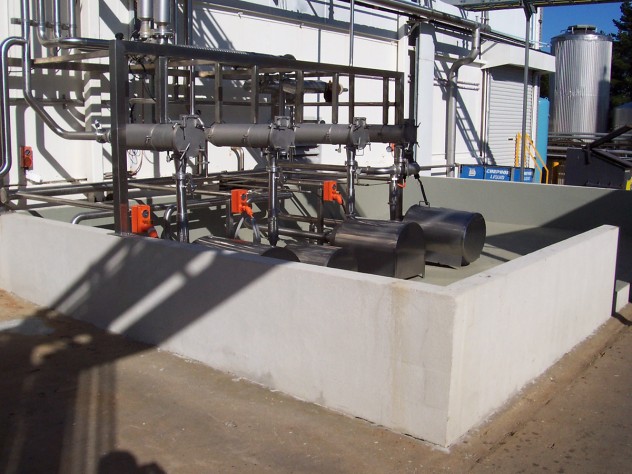 Jaxxon protective coatings used to line an external chemical bund in a factory.