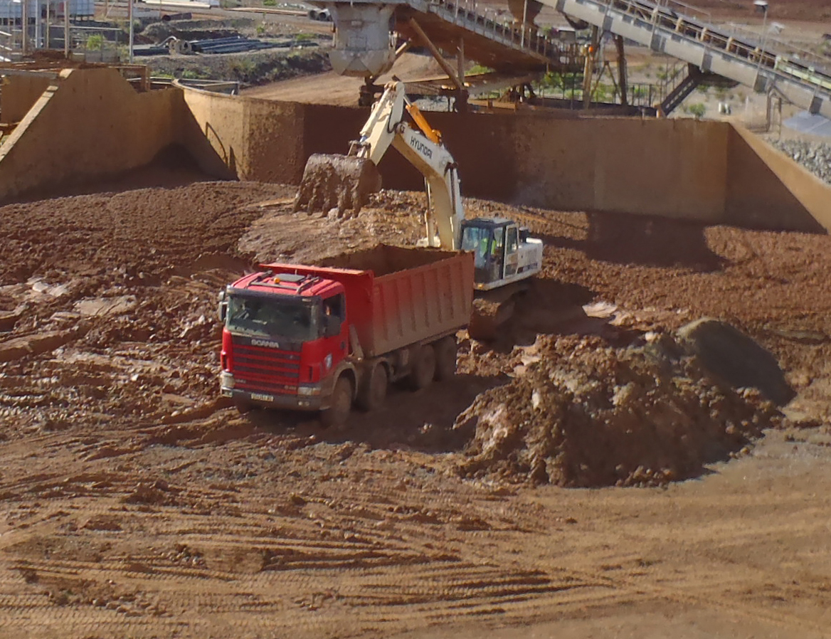 Jaxxon protective coatings used in a loading zone on a mine site.