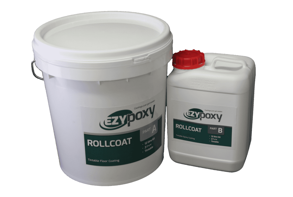 A 12 litre kit of Ezypoxy Rollcoat tintable floor coating.