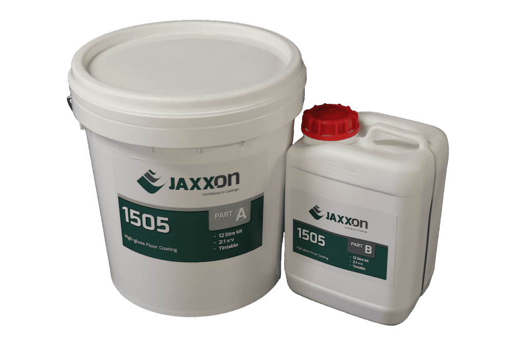 A 12 litre kit of Jaxxon 1505 tintable floor coating.