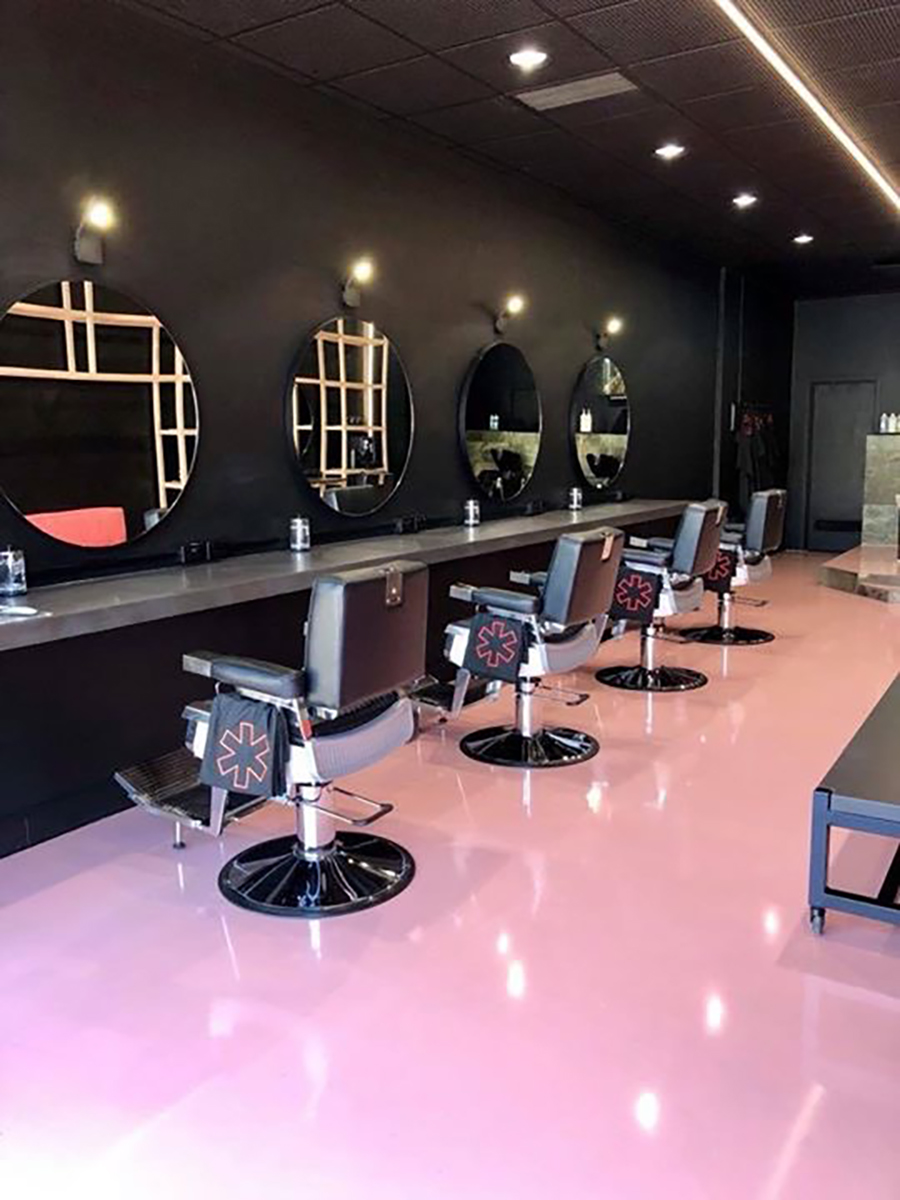 A hairdresser used Artepoxy Liquid Crystal decorative epoxy resin tinted in a soft pink colour for their floor.