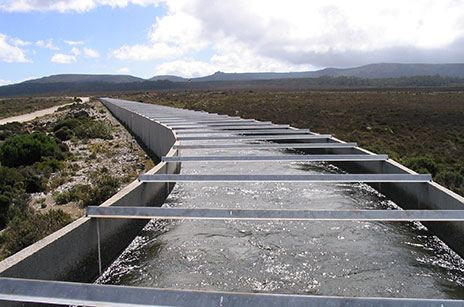 A long, winding hydroelectricity channel that used Scubapoxy products to seal the panel walls.