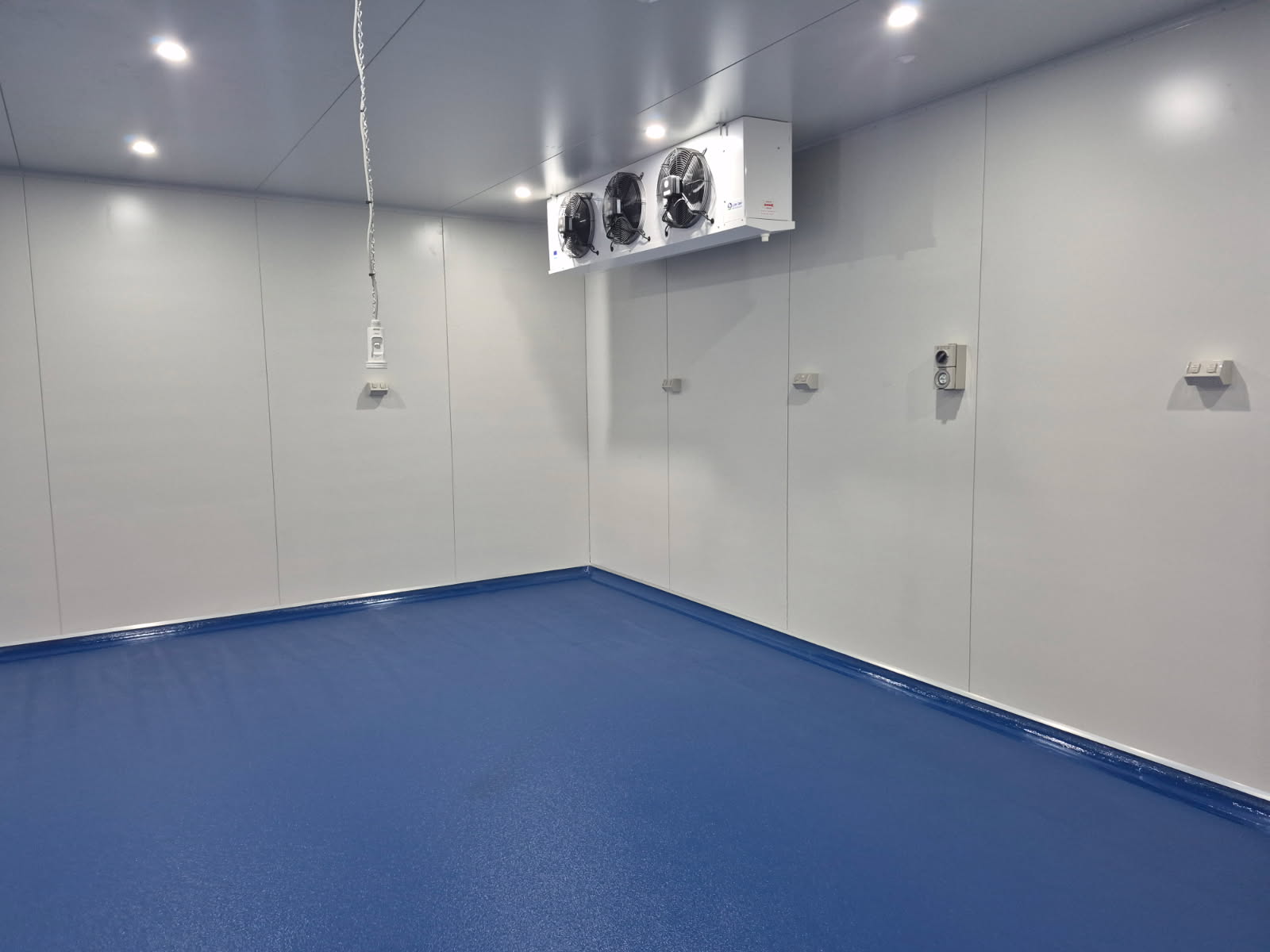 A photo taken at the completion of the project showing the vibrant signal red non-slip epoxy floor being used by workers in the abattoir.