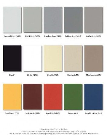 An image of the Resin Vinyl colour chart that's included in the Resin Granite brochure.
