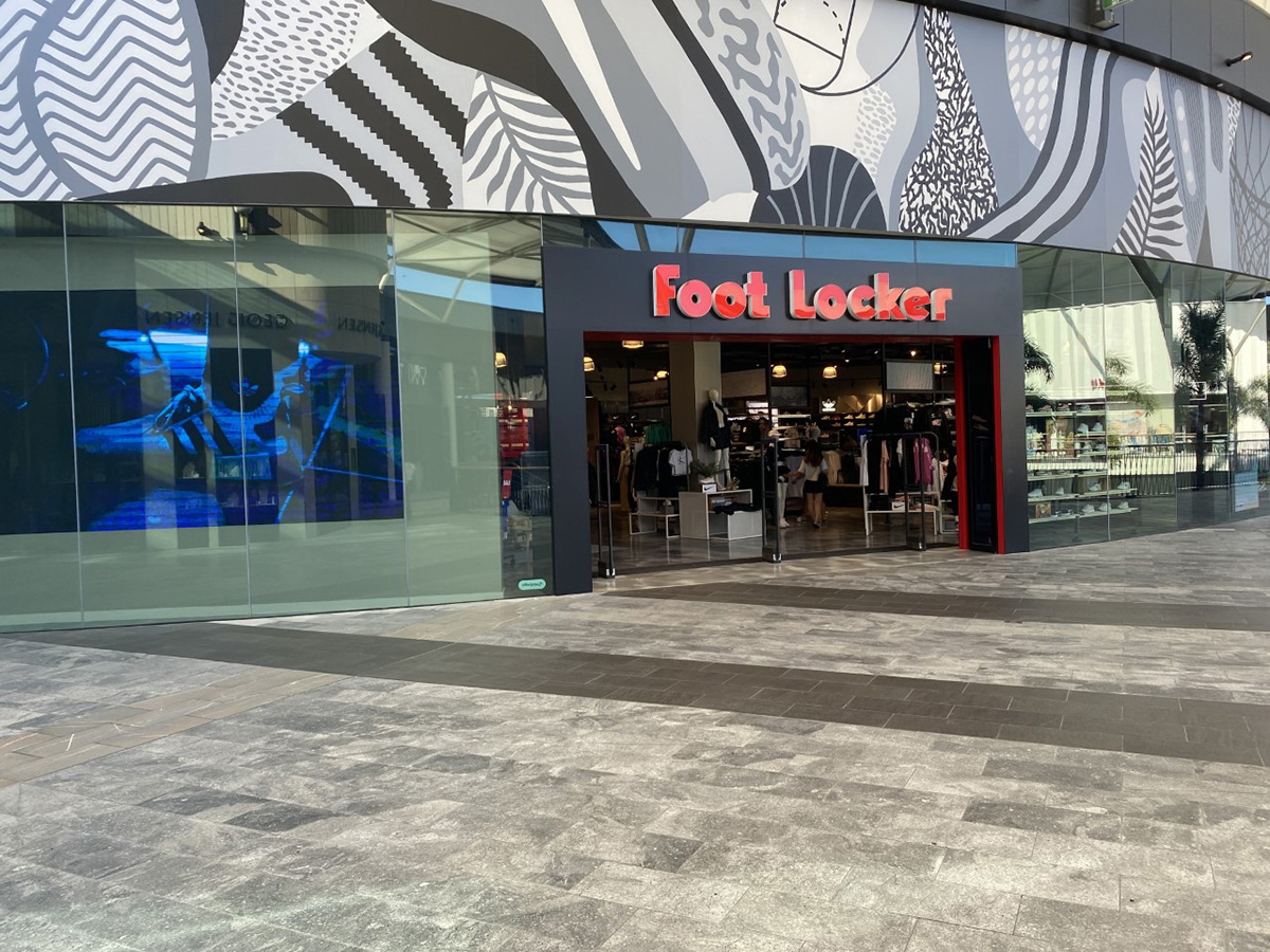 A photo taken out the front of the Footlocker store at Pacific Fair shopping centre on the Gold Coast.
