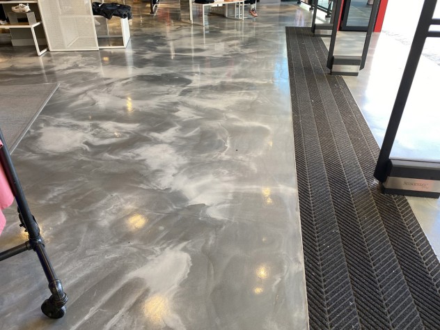 The entrance of the Gold Coast Foot Locker store where Resin Rustic was applied in a custom Tungten colour.