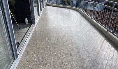 The Resin Vinyl system installed on the outdoor balcony of a high-rise apartment.
