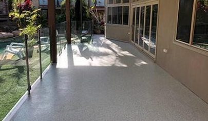 The Resin Vinyl system installed on a large outdoor patio area.