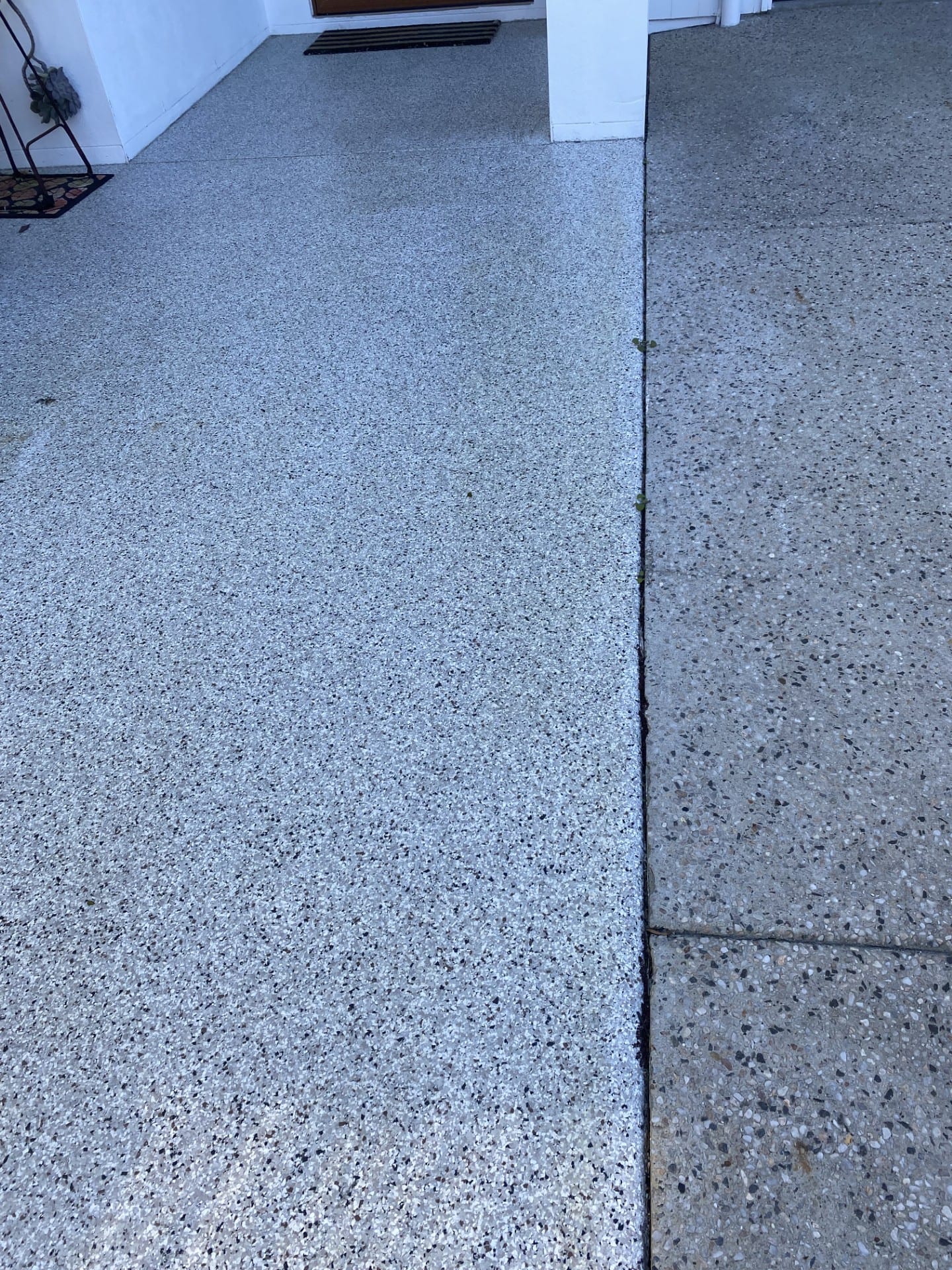 Image showing polyaspartic discolouration at garage door