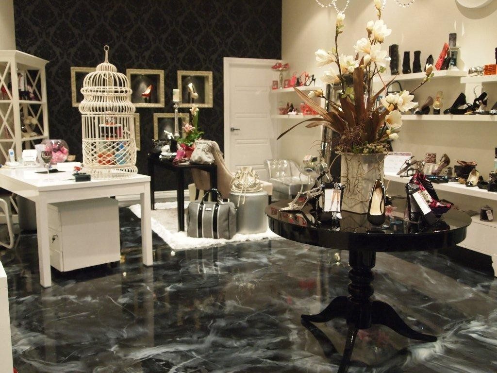 Metallic epoxy flooring examples - retail outlets