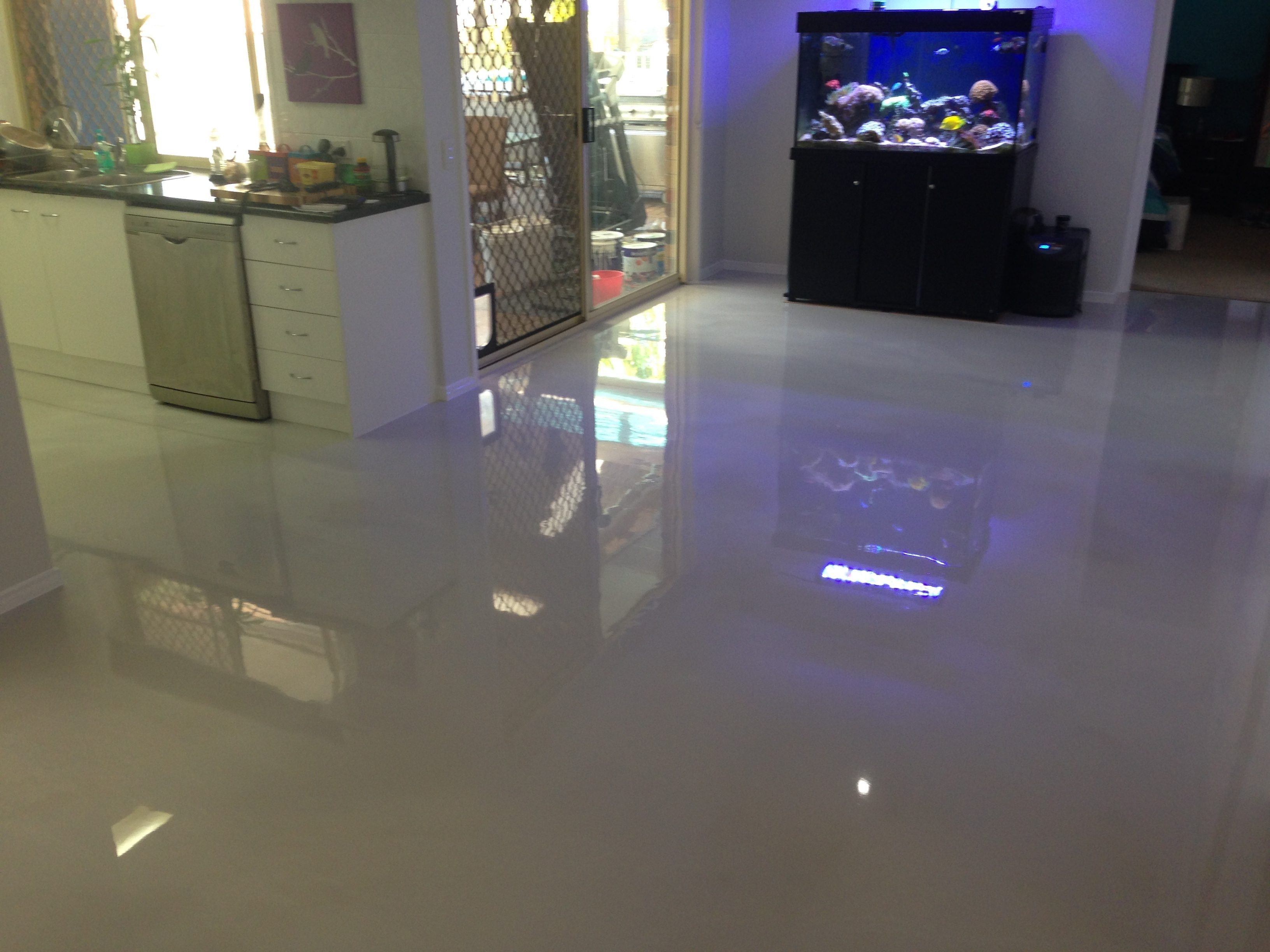 Metallic epoxy flooring examples - living rooms
