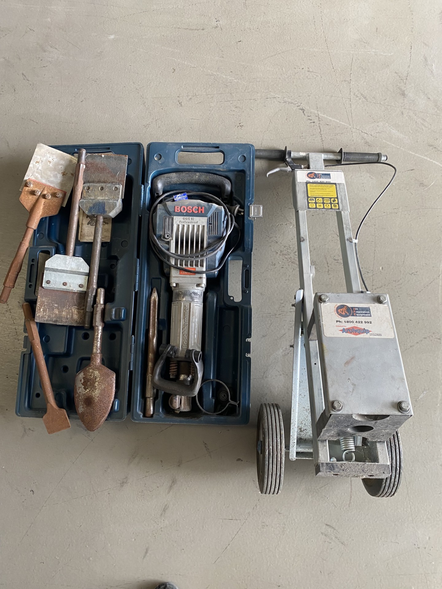 Tile Removal Jackhammer and Trolley