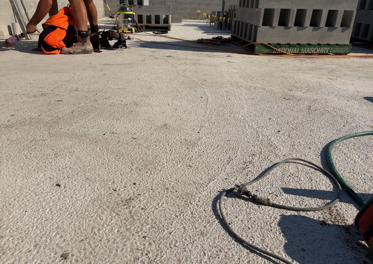 Rain affected basement slab